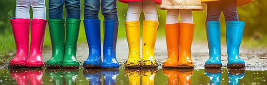 Kinderstiefel im Regen